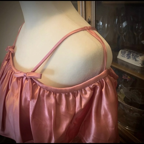 80s Pink Off-Shoulder Satin Dress, Sm - Picture 5 of 12